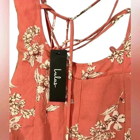 Hello to Love Pink Floral Print Lace-Up High-Low Maxi Dress Size Small - Picture 9 of 12